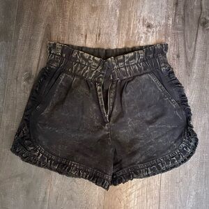 Sea New York Black Ruffle Denim Shorts